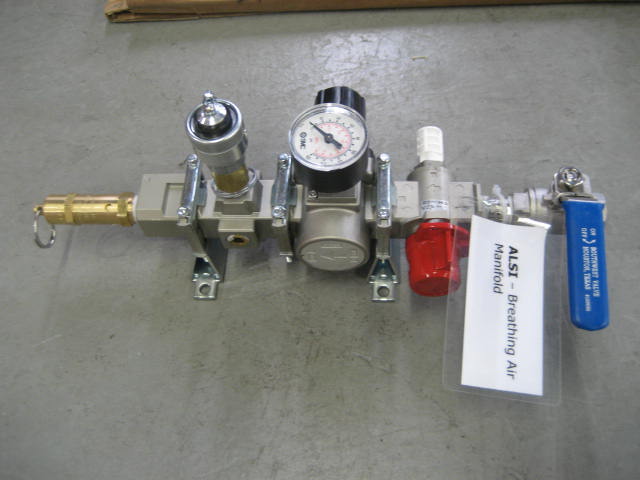 Supplied air respirator disconnect manifold meeting NIOSH requirements