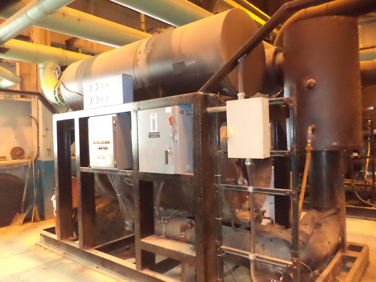 Hybrid-style dryers are used onsite to condition the air for the smelter. This is the 10,000 cfm rated refrigerated part of the combined refrigerated/heated/blower desiccant unit.